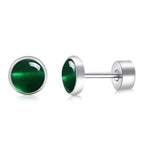 BLISI Green Onyx Pure Titanium Stud Earrings 5mm Natural Stone Women Earrings