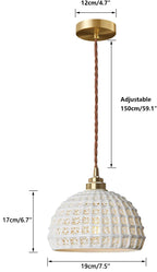 Fulesi White Ceramic Pendant Light Elegance Nordic Hanging Lamp Brass Finish