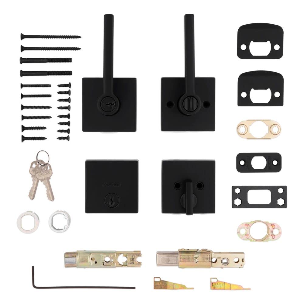 Kwikset Halifax Keyed Entry Lever and Deadbolt Combo, Matte Black