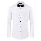 FAHIZO Mens White Tuxedo Shirt Wing Collar French Cuffs Formal Dress Shirt