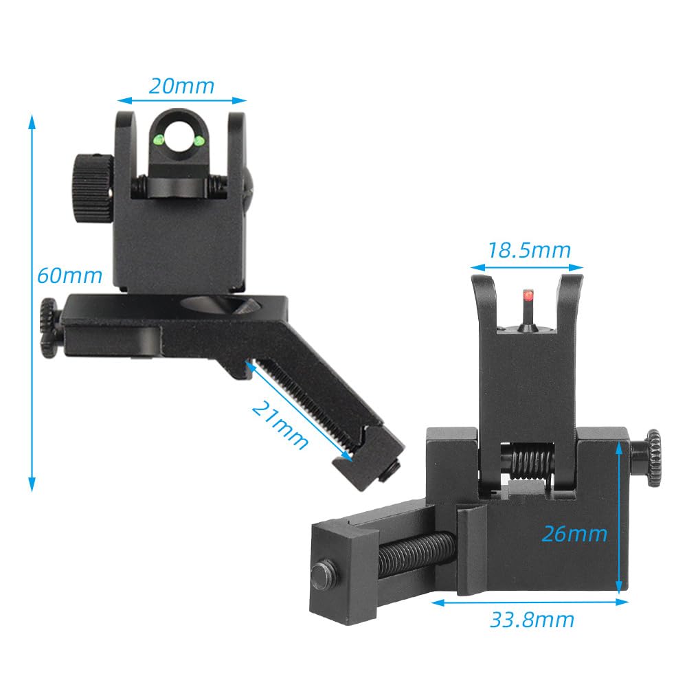 Kitmose 45 Degress Offset Iron Sights Low Profile Fiber Optics AR Sights