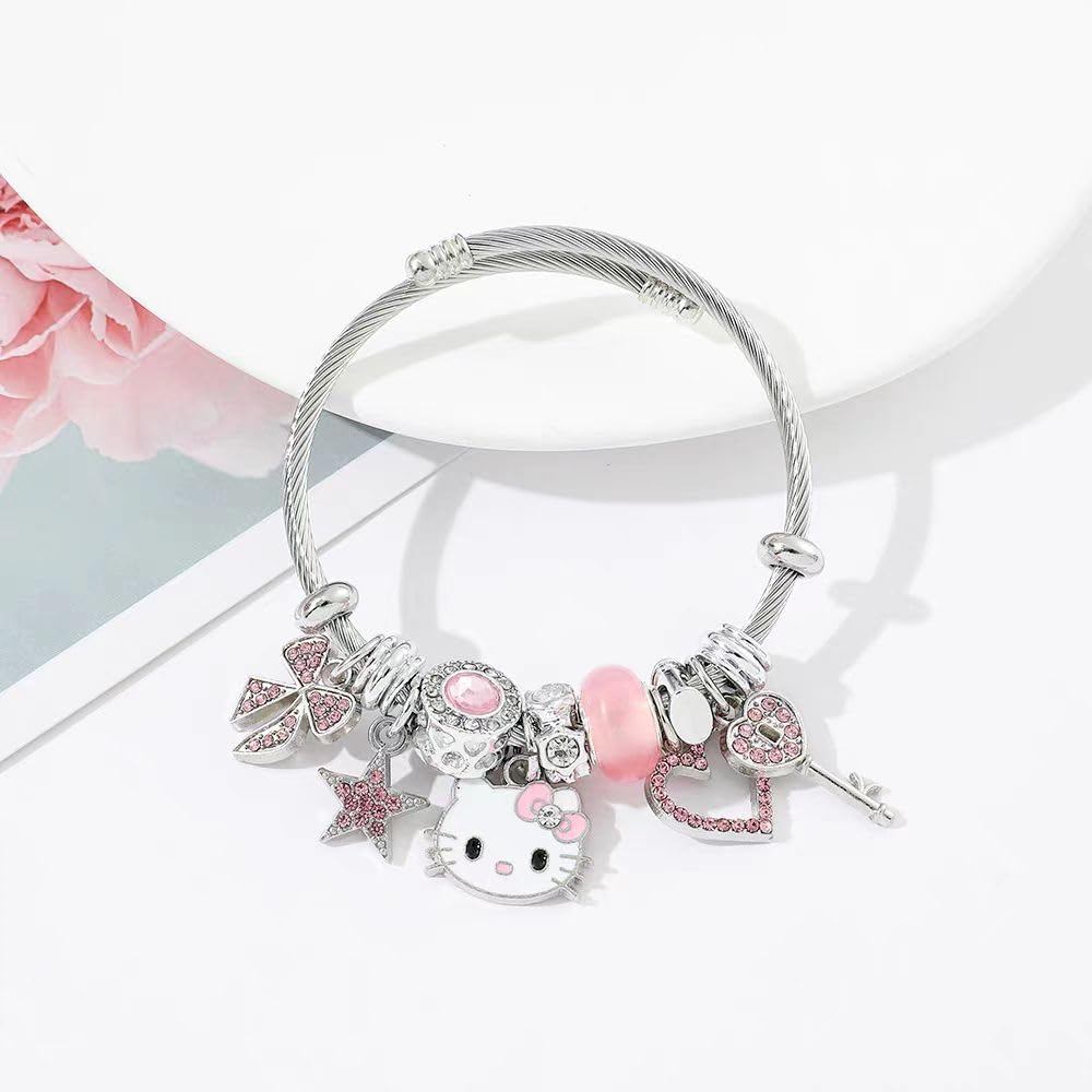HonFHena Cute Bracelets Adjustable Stainless Steel Bracelet Bangles