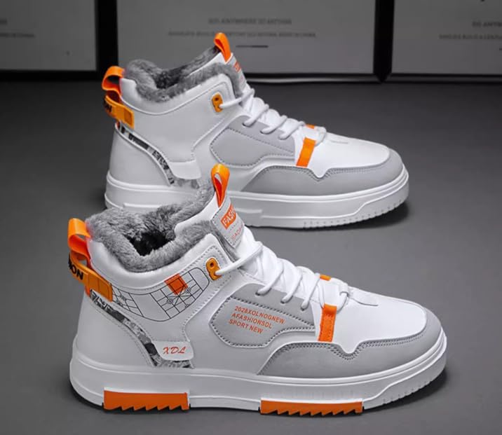 Size 44 Men's High Top Walking Snow Winter Shoes Fur Lined Warm Casual Sneakers