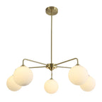 Flyrose Modern Gold and White Chandelier Light Fixture Vintage Brass Globe