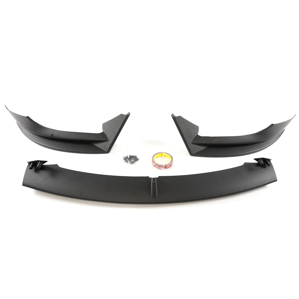 Front Lip Splitter 3PCS V Style Bumper Spoiler Matte Black for Tesla Model 3