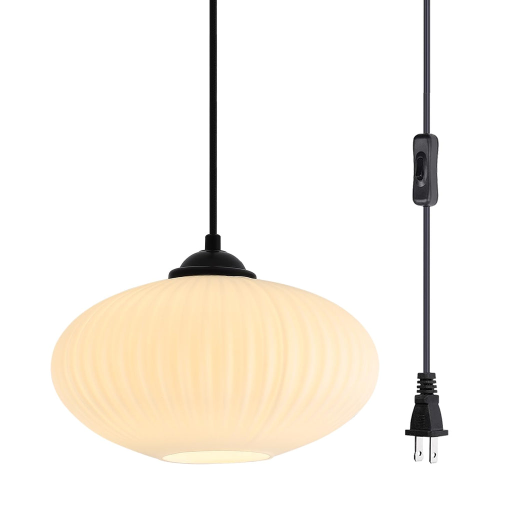 KCO Lighting Large Milk Glass Globe Pendant Light Mid Century Modern Hanging