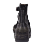OSSTONE Moto Boots for Women Fashion Zipper-up Leather Chukka Boots Casual Shoes MS-5008-1-BP-WUS-R 11.5
