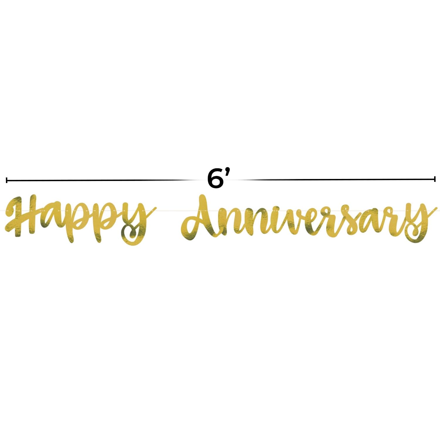 Happy Anniversary Foil Banner Gold 3.5 Ft Script Party Decoration 1 Piece