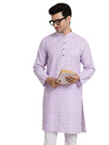 Sojanya (Since 1958 Men'S Cotton Linen Purple Checked Only Long Kurta, Size 40