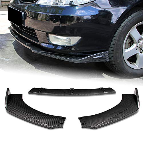 EPARTS Universal 3 Pieces Style Carbon Fiber Look ABS Front Bumper Lip Spoiler