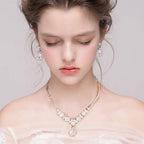 COCIDE Silver Jewelry Set Women Crystal Tiara Necklace Earrings Set
