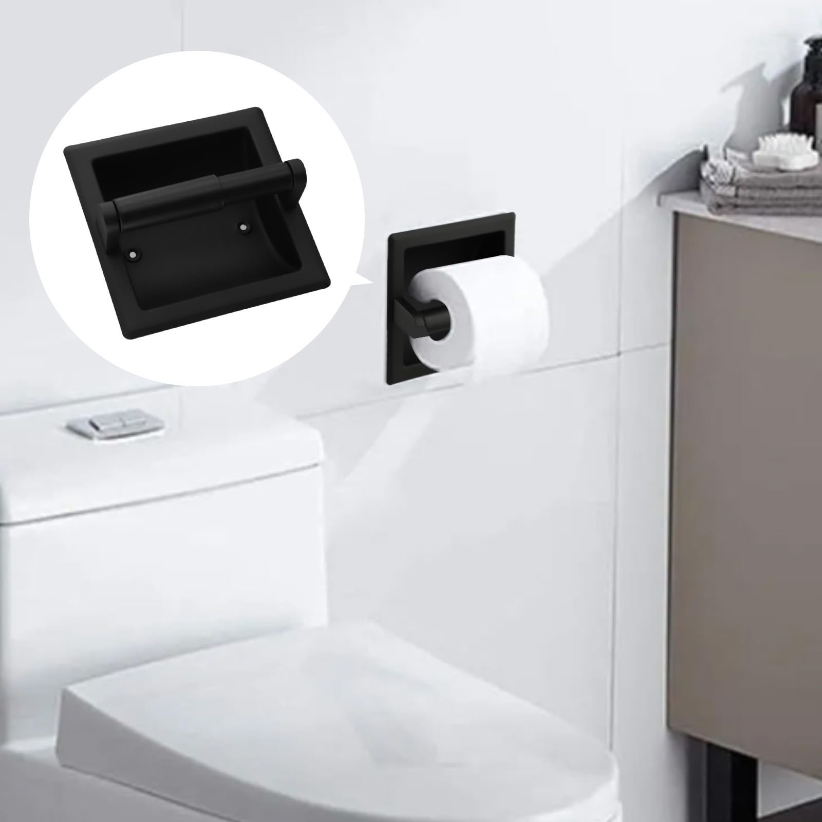 Recessed Toilet Paper Holder Wall Mounted Stainless Steel Tissue Dispenser with