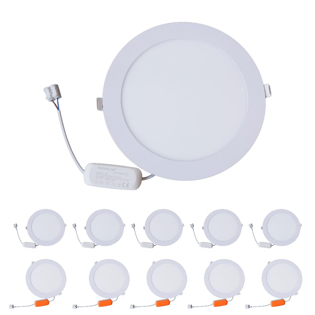 4 Pack HMINLED 8 Inch 18Watt Ultra Thin Round LED Recessed Panel Spot Lighting,