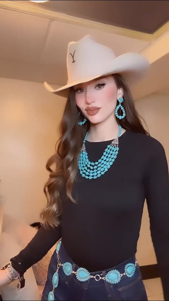 Rustic Couture's Western Turquoise Earrings Jewelry for Women Cowgirl Drop
