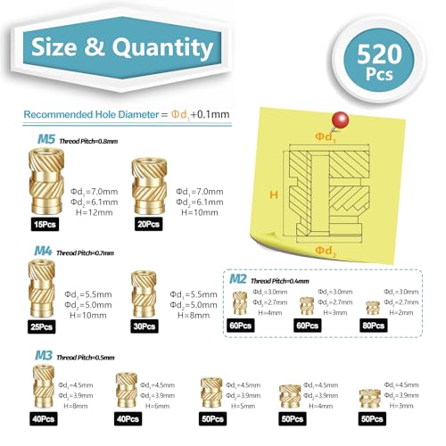 Kadrick 2520PCS Heat Set Inserts & Hex Socket Screw Assortment M2-M5 Black