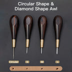 WUTA Stitching Awl Diamond Shape Awl Ebony Blackwood Handle Leather Craft Sewing