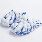Tkieio Blue White Lychee Slippers EVA Massage Slides Unisex Women 8-9 Men 6-7