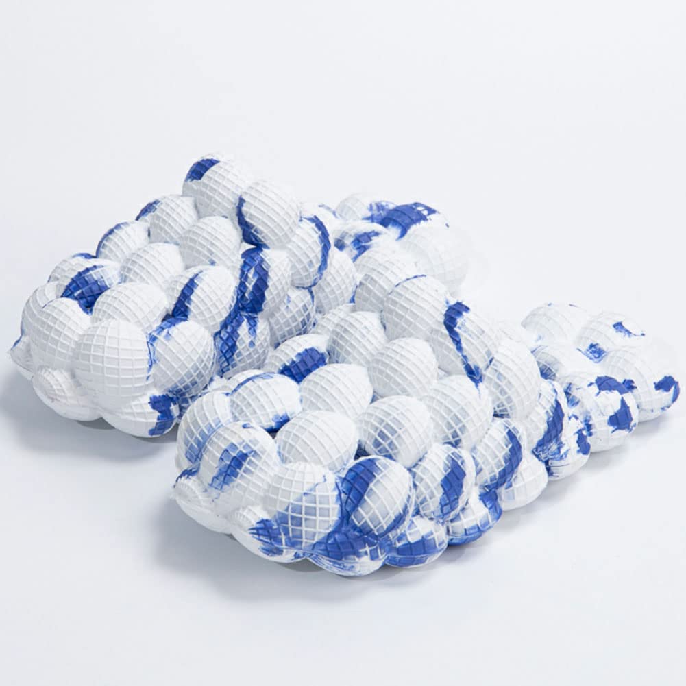 Tkieio Blue White Lychee Slippers EVA Massage Slides Unisex Women 8-9 Men 6-7