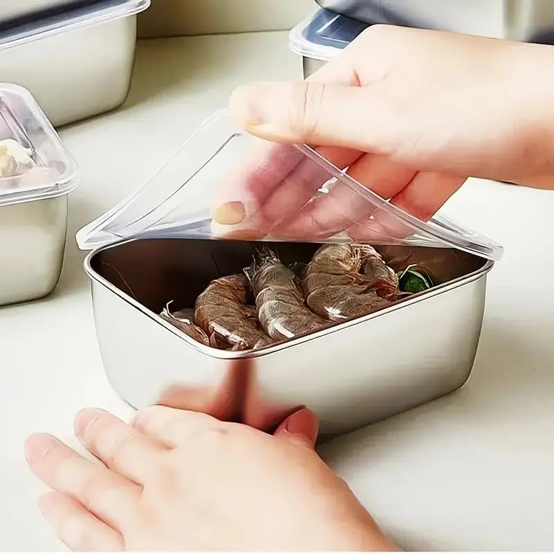 Souso 6pcs Stainless Steel Stacking Food Containers with Lids, Reusable Snack &