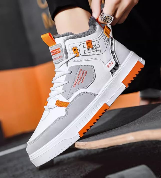 Size 44 Men's High Top Walking Snow Winter Shoes Fur Lined Warm Casual Sneakers