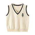 Irsutey Toddler Baby Boy Sweater Vest V Neck Cartoon Bear Argyle Casual