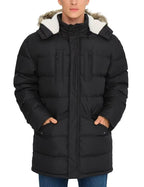 Mens Long Winter Coat Water Resistant Puffy Hooded Insulated Jacket