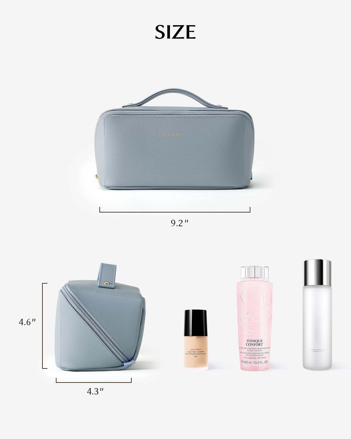 EACHY Travel Makeup Bag Large Capacity Cosmetic Organizer Flat Toiletry Handle