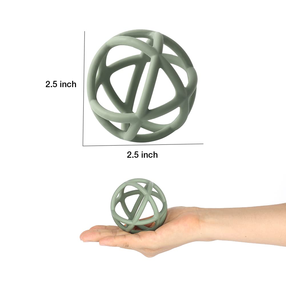 TOPGOMES Baby Teether Ball Toy, BPA Free Silicone Soft Ball Easy to Hold Teether