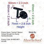 Adonai Hardware Izrahiah Medium Antique Wrought Iron Sturdy Handrail Brackets