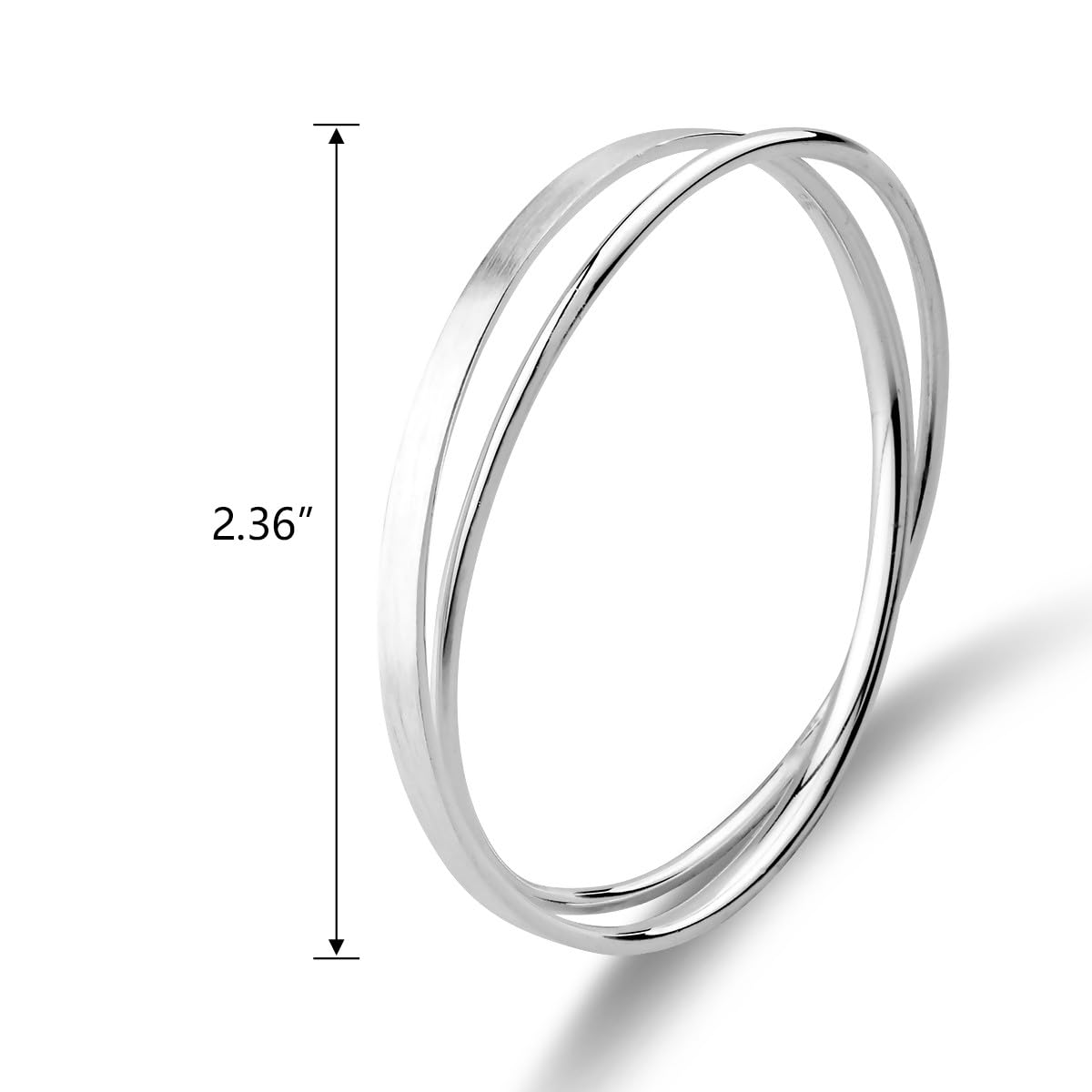 Merdia 990 Solid Sterling Silver Polished and Rough Twisted Bangle Bracelet for