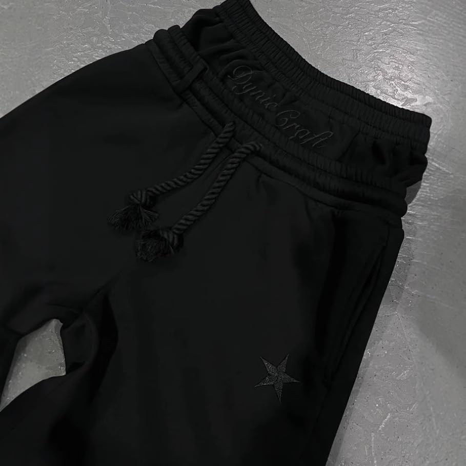 Mens Y2K Wide Leg Sweatpants Baggy Hip Hop Drawstring Vintage Trousers