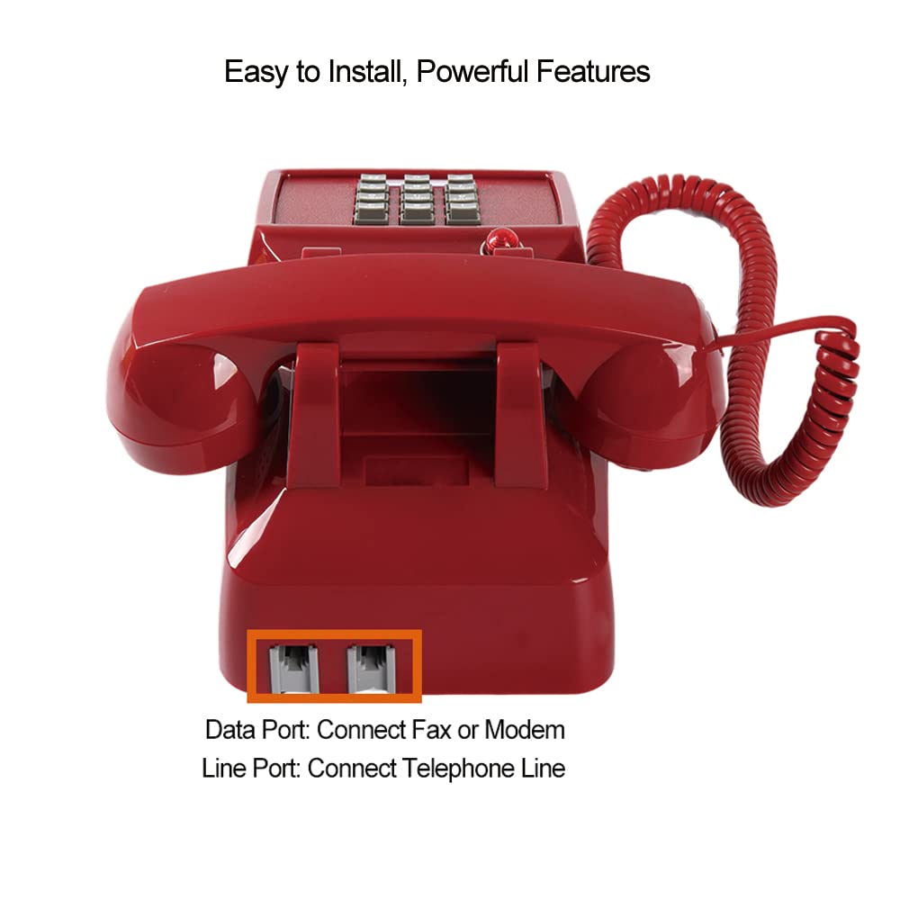 Traditional Red Landline Phone, Retro Corded Telephone Visible Ringing
