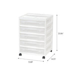 IRIS USA 5 Drawers Scrapbook Plastic Rolling Storage Cart with Organizer Top