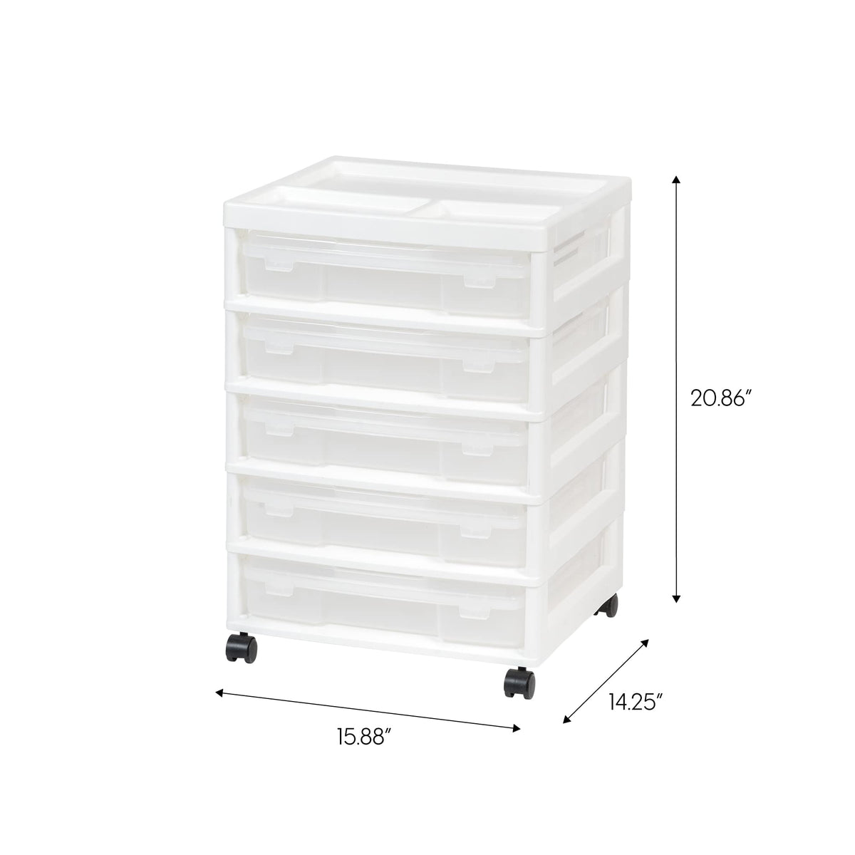 IRIS USA 5 Drawers Scrapbook Plastic Rolling Storage Cart with Organizer Top