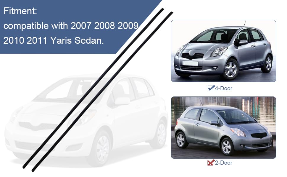 COOL STAR 2pcs Molding Side Drip Compatible with Toyota Yaris Sedan 2007 2008
