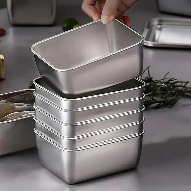 Souso 6pcs Stainless Steel Stacking Food Containers with Lids, Reusable Snack &