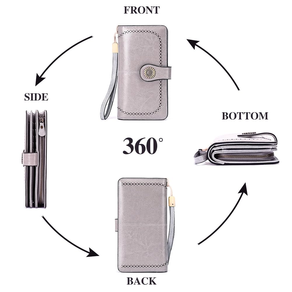 SENDEFN Wallets for Women Leather Credit Card Holder with RFID Blocking Large