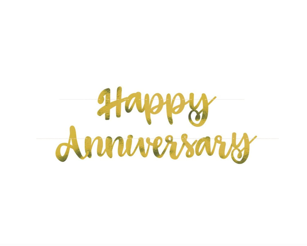 Happy Anniversary Foil Banner Gold 3.5 Ft Script Party Decoration 1 Piece