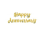 Happy Anniversary Foil Banner Gold 3.5 Ft Script Party Decoration 1 Piece