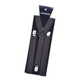 HOOENG Men's Y-Back Suspenders Adjustable 3 Metal Clips 1" Black