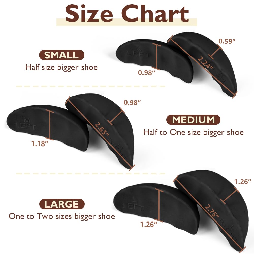 Dr.Foot Shoe Inserts for Loose Footwear, Toe Cushion for Too Big Shoes, Make