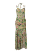AIBEARTY Women's Small Sexy Sleeveless Floral Print Ruched Long Maxi Dress