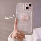 Ownest Compatible for iPhone 14 Pro Max Cute 3D Pink Bowknot Slim Clear