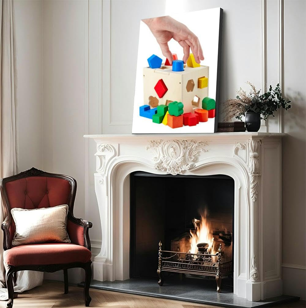 Bathroom Canvas Wall Art Wooden Children Hand Development Fine Detail Print