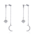 Watforsh Moon and Star Dangle Earrings for Women Chain Tassel with Cubic