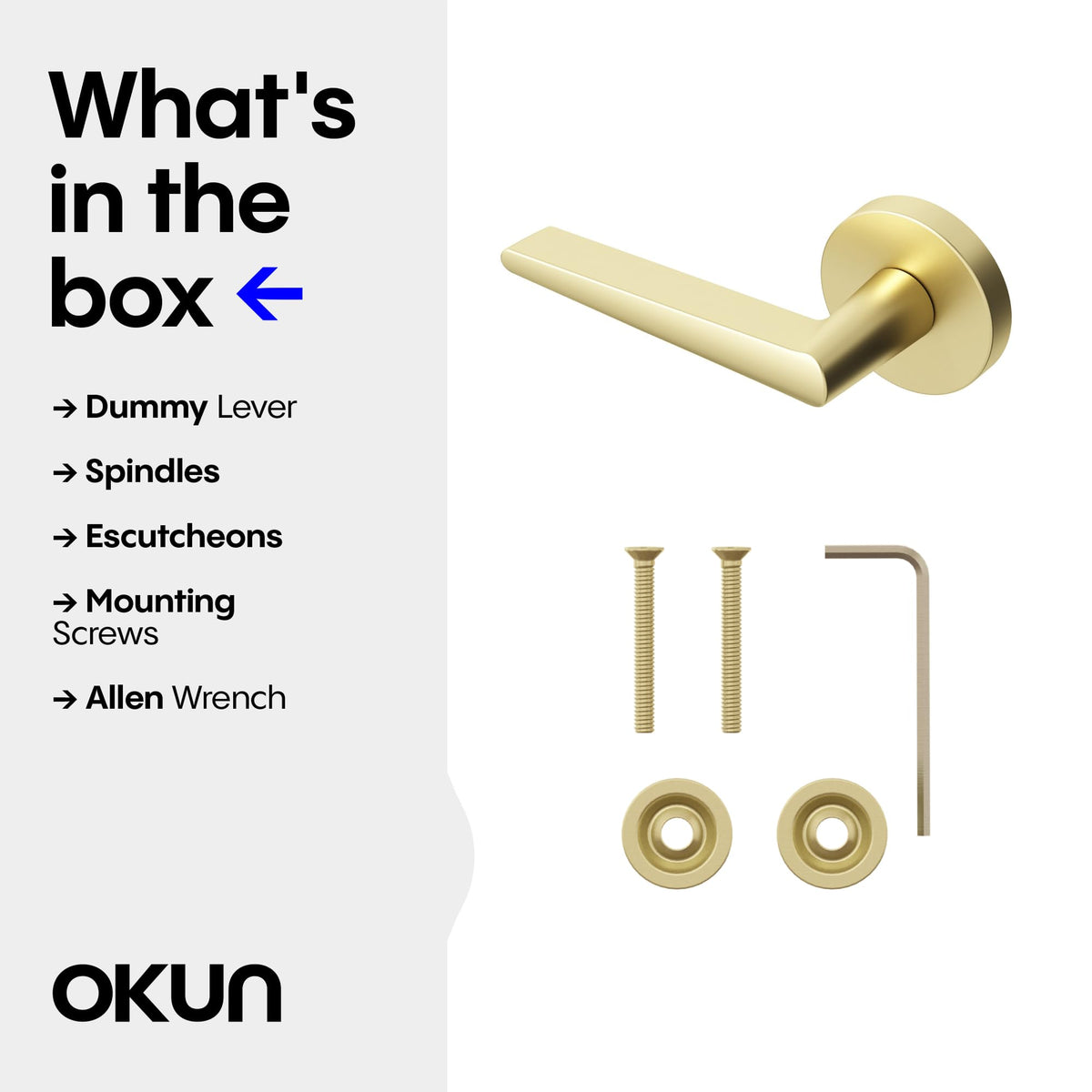 Okun Halo Dummy Door Handle, Brushed Champagne Gold Non-Turning Door Lever