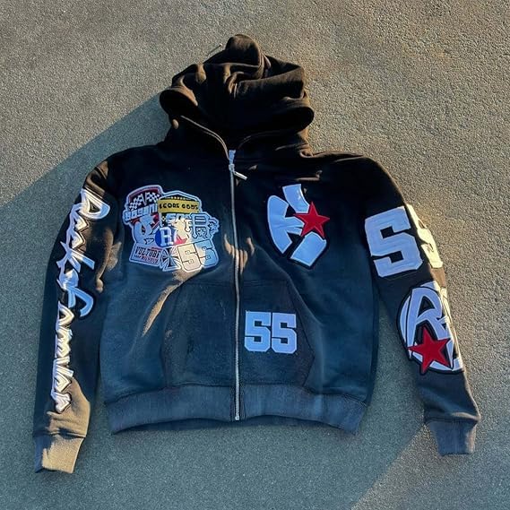 Vhitler Oversized Emo Goth 2000s Graphic Hoodie Rapper Streetwear Jacket Fall