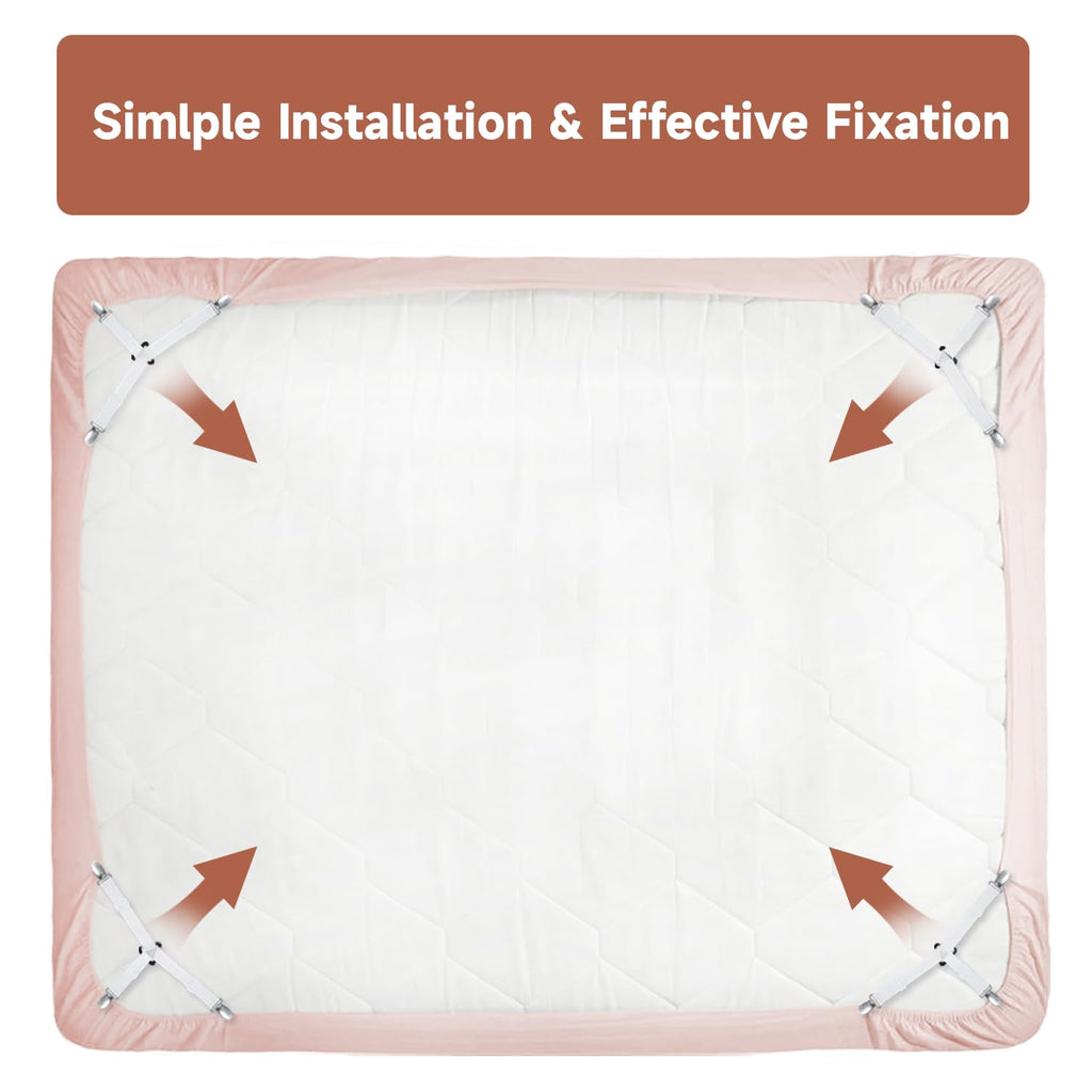 Bozenu Bed Sheet Straps, Upgrade Fitted Bed Sheet Holders for Corners, Non Slip