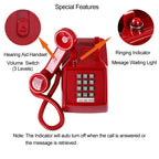 Traditional Red Landline Phone, Retro Corded Telephone Visible Ringing