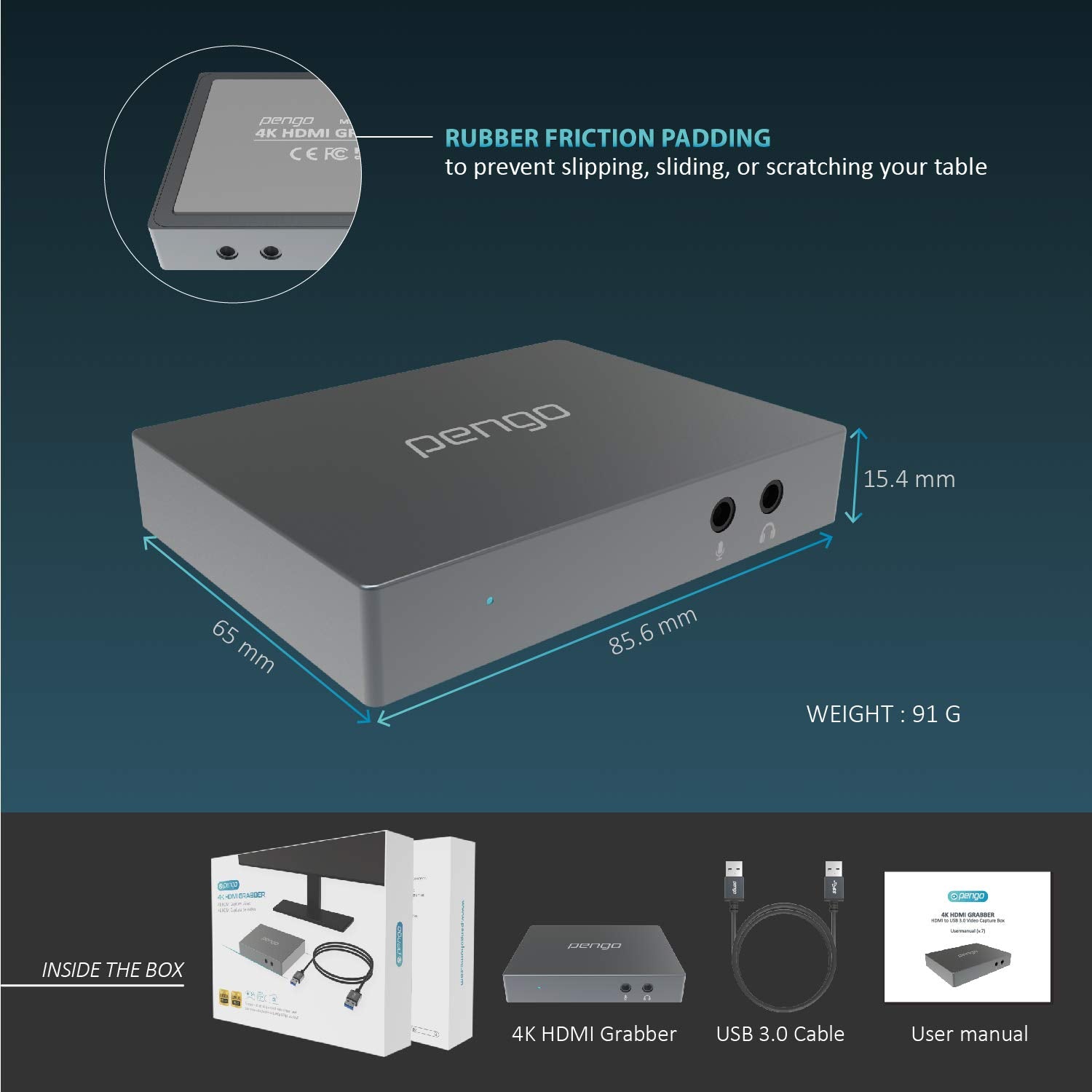 Pengo 4K HDMI Capture Card USB 3.0 1080p60 Pass Through PS5 Xbox Switch